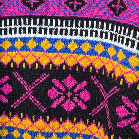 Attitudes By Renee Global Illusions Fair Isle Sweater Crewneck Women's Large - Picture 4 of 8